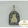 Серебряная икона "Св. Матрона Московская" с бриллиантом